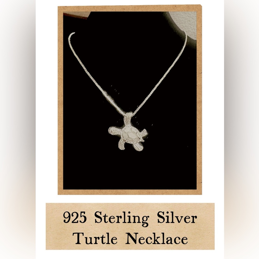 925 Sterling Silver Created Opal Sea Turtle Pendant Necklace 18”